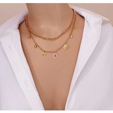 Sinem Şanlı Hayat Ağacı ve Kalp Detaylı 316L Çelik Iki Sıralı Kolye