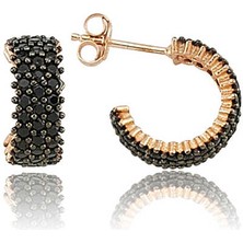 Katre46 925 Ayar Gümüş Tamtur Siyah Taşlı Küpe