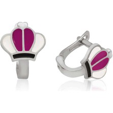 Katre46 925 Ayar Gümüş Erguvan Taç Çocuk Küpesi