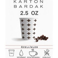 2.5 Oz (70-75 Ml) Karton Bardak,  100 Adet , En Küçük Boy Bardak, Tadım Bardağı, Kahve, Espresso Bardağı, Zemzem Bardağı