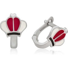 Katre46 925 Ayar ​gümüş Kırmızı Taç Çocuk Küpesi