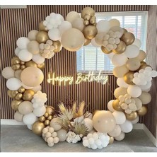 Peri Party Bej Gold Balon Çember Seti | Lüks Doğum Günü & Özel Gün Arka Plan Balon Dekoru