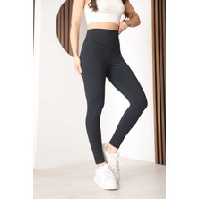 Arda Kadın Lacivert Yüksek Bel Toparlayıcı Spor Tayt - Esnek Polyester Spandex Fitness Yoga Taytı
