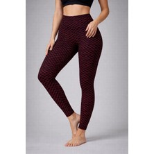 Velmora Fashion Kadın Yüksek Bel Toparlayıcı Likralı Büzgülü Tayt - Kırmızı