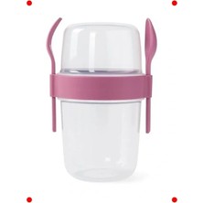 Calperia Kaşıklı Taşınabilir Müsli & Yoğurt Kabı 1100 ml (Sızdırmaz)