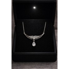 925  Ayar Rodyum Kaplama Damla  Swarovski  Taşlı  Melek  Kanadı Gümüş  Kolye