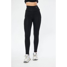 Velmora Fashion Kadın Kışlık Yüksek Bel Toparlayicı ve Sıkılaştırıcı Likralı Şardonlu Tayt - Siyah