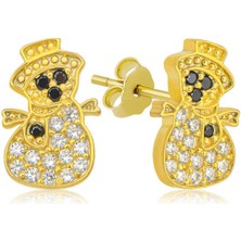 Katre46 Gümüş Gold Kardan Adam Kadın Küpe