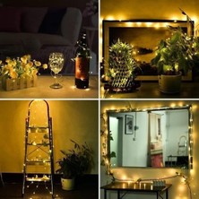 Emt Pazarlama® Peri LED Işık 10 Metre (Sarı) Pilli Aydınlatma Şerit LED Saçak Spot Süsleme