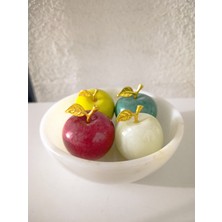 Ecay Mermer Ürünleri Doğal Mermer Kase 4'lü Mermer Meyve Tabağı