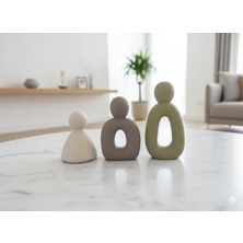Minimalist Iskandinav Tarzı 3 Parça Dekoratif Obje Seti Vernikli Taş Tozu