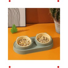 Calperia Yükseltilmiş Çift Bölmeli Evcil Hayvan Mama Su Kabı