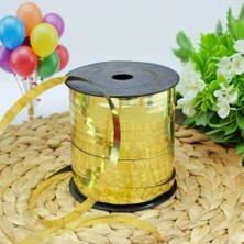 HG Tedarik 200 Metre Metalik Parlak Gold/altın Renkli Şerit Rafya İp, Dekorasyon Süsleme Kurdelesi (8mm x 200M)