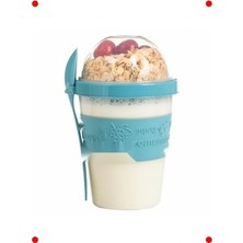 Calperia Kaşıklı Hazneli Yoğurt Kabı, Taşınabilir (Turkuaz)