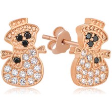 Katre46 Gümüş Rose Kardan Adam Kadın Küpe