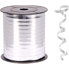 HG Tedarik 200 Metre Metalik Parlak Gümüş Renkli Şerit Rafya, Dekorasyon Süsleme Kurdelesi (8MMX200M)