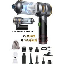 Roxiva Catsu Üflemeli Güçlü Vakumlu Ev Ofis Araç Süpürgesi 20.000PA Güçlü El Süpürgesi Şarjlı Çok Fonksiyonlu