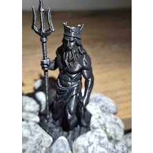 Salıncak Akvaryum Süsü Dibi Taşlı Mini Posedion 3D Art (10CM)  Siyah