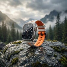 bbtech Apple Watch Ultra3-2/se3-2/11/10/9/8/7 Serisi 49/46/45/44/42MM Çift Renk A+ Silikon Kordon Metal Tokalı Kayış