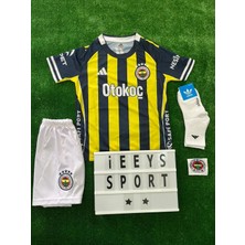 4'lü Set Fe.ner.bah'çe\\ 2025/2026 Yeni Sezon Arkası Boş Iç Saha Sarı Lacivert Çocuk Forma Şort Bileklik Çorap