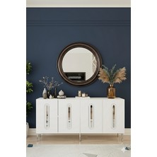 Yumedi Design KA1810BS - Ethema Konsol ,tv Sehpası , Çok Amaçlı Dolap, Kahve Köşesi 180 cm Beyaz-Silver