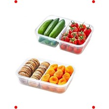 Calperia 2 Bölmeli Sızdırmaz 1 Litre Erzak Saklama Kabı