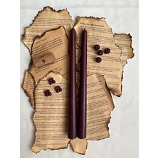 MumKusag 2'li Şarap Rengi Şamdan Mum (Hediye Şamdan 2 Adet)