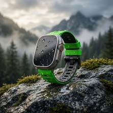 bbtech Apple Watch Ultra3-2/se3-2/11/10/9/8/7 Serisi 49/46/45/44/42MM Çift Renk A+ Silikon Kordon Metal Tokalı Kayış