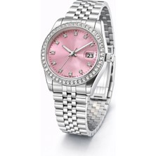 Gümüş Renk Taşlı Rlx Tasarım Kadın Saat