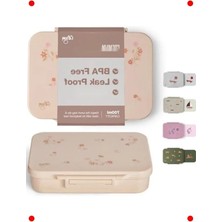 Calperia 4 Bölmeli  Beslenme Kutusu Seti - Çiçek Desenli