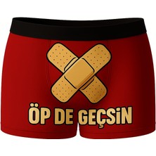 Onudabunuda Baskılı Erkek Boxer Öp Geçsin Desenli Komik Eğlenceli Mizahi Esprili Pamuklu Likralı Rahat Kesim