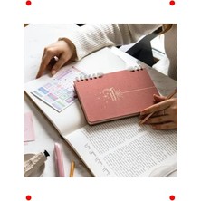 Calperia A5 Keten Kapaklı Pembe Spiralli Süresiz Ajanda