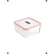 Calperia Büyük Kare Cam Saklama Kabı - 2600 ml - Şeffaf