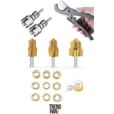 Freed Tools Pvc Plastik Boru Tamir Seti (3 Lü Havşa 2 Li Boru Diş Aça 10 Lu Teflon Bant 32 mm Boru Kesme Makası)