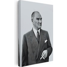 Tablofest Dikey Kanvas Tablo Atatürk Ceketli Duruş Atatürk Tablosu Ev Ofis Duvar Dekoru