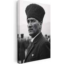 Tablofest Dikey Kanvas Tablo Atatürk Kalpaklı Cephe Bakış Atatürk Tablosu Ev Ofis Duvar Dekoru