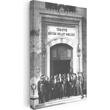 Tablofest Dikey Kanvas Tablo Tbmm Binası Önü Heyet Atatürk Tablosu Ev Ofis Duvar Dekoru