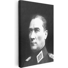 Tablofest Dikey Kanvas Tablo Atatürk Üniformalı Yan Portre Atatürk Tablosu Ev Ofis Duvar Dekoru