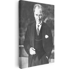 Tablofest Dikey Kanvas Tablo Atatürk Yelekli Sivil Duruş Atatürk Tablosu Ev Ofis Duvar Dekoru