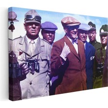 Tablofest Yatay Kanvas Tablo Atatürk Gözlüklü ve Kasketli Atatürk Tablosu Ev Ofis Duvar Dekoru