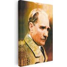 Tablofest Dikey Kanvas Tablo Atatürk Kalın Yaka Palto Atatürk Tablosu Ev Ofis Duvar Dekoru
