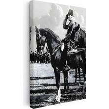 Tablofest Dikey Kanvas Tablo Atatürk At Üstünde Selam Atatürk Tablosu Ev Ofis Duvar Dekoru