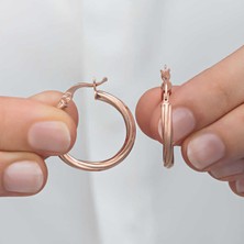 Katre46 Gümüş Rose 3 mm Burgu Şarnel Küpe