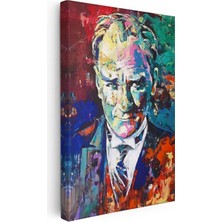 Tablofest Dikey Kanvas Tablo Atatürk Modern Sanat Soyut Portre Atatürk Tablosu Ev Ofis Duvar Dekoru