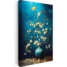 Tablofest Dikey Kanvas Tablo Antik Vazoda Bahar Dalları Çiçek Tablosu Ev Ofis Duvar Dekoru