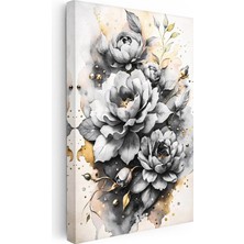 Tablofest Dikey Kanvas Tablo Parlak Damla Detaylı Güller Çiçek Tablosu Ev Ofis Duvar Dekoru