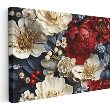 Tablofest Yatay Kanvas Tablo Klasik Çiçek Aranjmanı Çiçek Tablosu Ev Ofis Duvar Dekoru