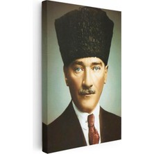Tablofest Dikey Kanvas Tablo Atatürk Kalpaklı Sivil Atatürk Tablosu Ev Ofis Duvar Dekoru