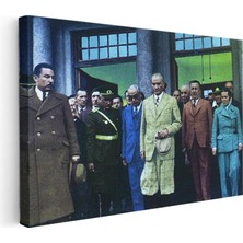 Tablofest Yatay Kanvas Tablo Atatürk Ekose Takım Elbise Atatürk Tablosu Ev Ofis Duvar Dekoru