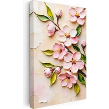 Tablofest Dikey Kanvas Tablo Palet Bıçağı Teknikli Çiçekler Çiçek Tablosu Ev Ofis Duvar Dekoru